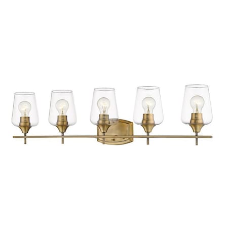 Z-Lite Joliet 5 Light Vanity, Olde Brass & Clear 473-5V-OBR